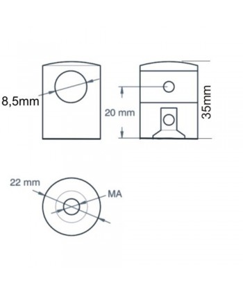 2799-INOX-P Medida soporte acero inoxidable