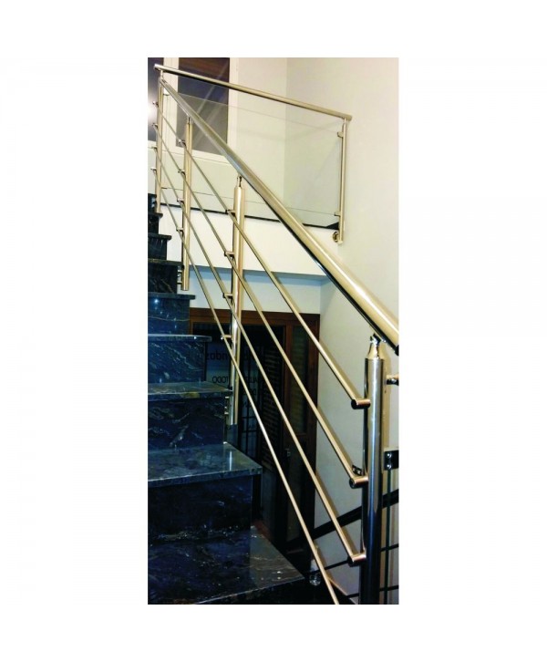 8017 Baranda de acero inox con cristal y barras