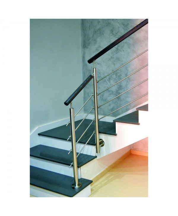 8076 Baranda de inoxidable con pasamanos en madera wengue