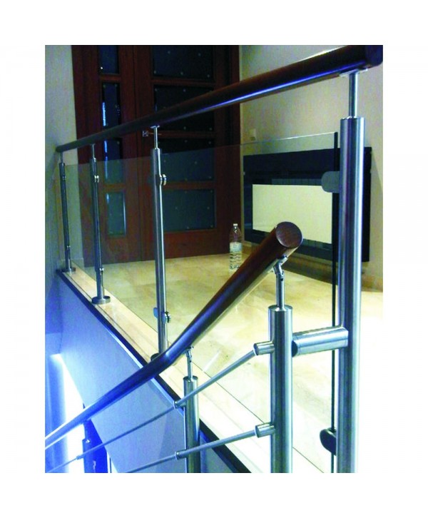 8077 Barandas combinada de acero inox, cristal y madera