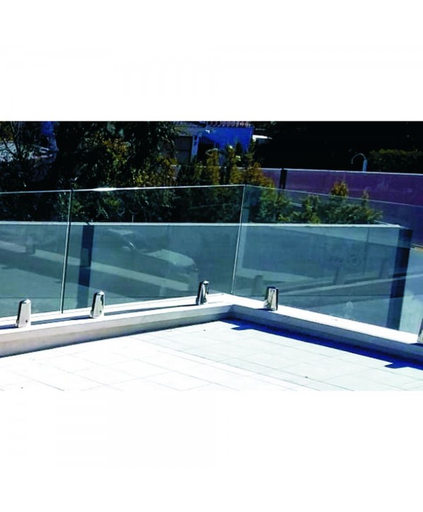 8404 Baranda de cristal son soportes de acero inox en el suelo