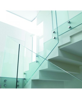 8409 Baranda de cristal con botones de acero inoxidable