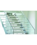 8410 Escalera con baranda doble de cristal y acero inox