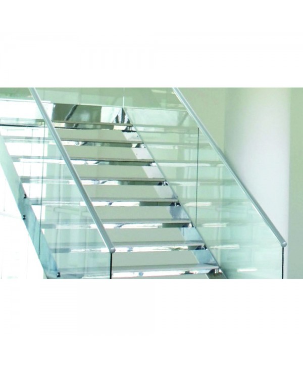 8410 Escalera con baranda doble de cristal y acero inox