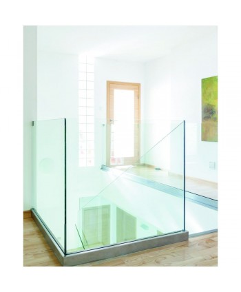 8412 Baranda de vidrio con U de aluminio efecto inoxidable