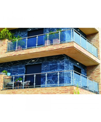 8439 Balcón doble de vidrio y acero inox sin soldadura