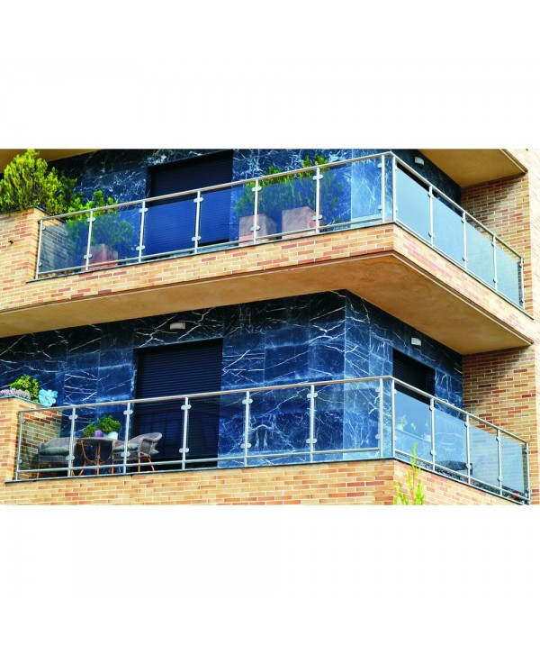 8439 Balcón doble de vidrio y acero inox sin soldadura