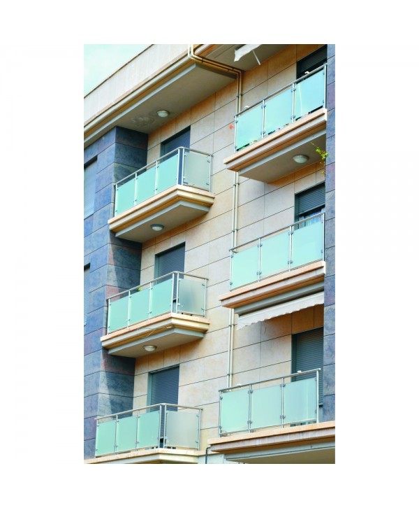 8441 Balcones de cristal blanco y piezas de acero inox