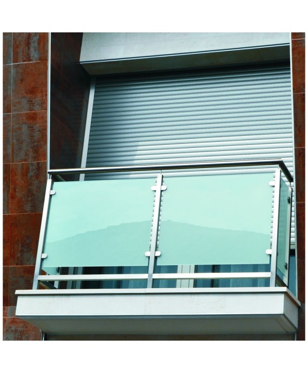 8443 Balcón en forma de L de acero inox y cristal