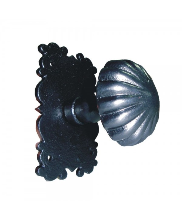 12-PH Pomo forjado negro con dibujos ornamentales