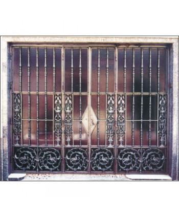 1044 Puerta con soleras y adornos doble de fundido