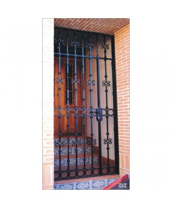 1048 Cancela con aros y manivela de forja