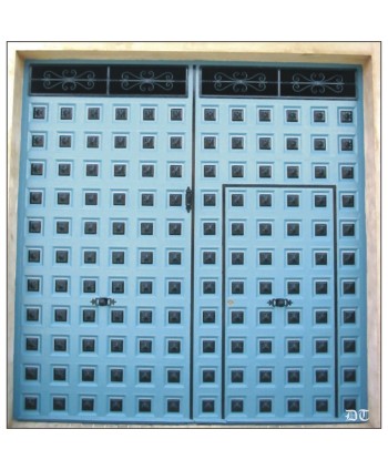 1060 Puerta de cuarterones con flor central