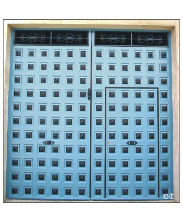 1060 Puerta de cuarterones con flor central