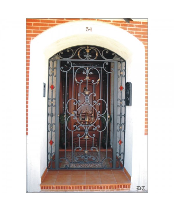 1565 Cancela con barrotes de rombo de cristal rojo