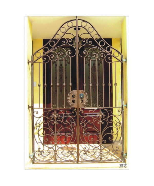 1573 Verja con doble adorno forjado y aros superiores