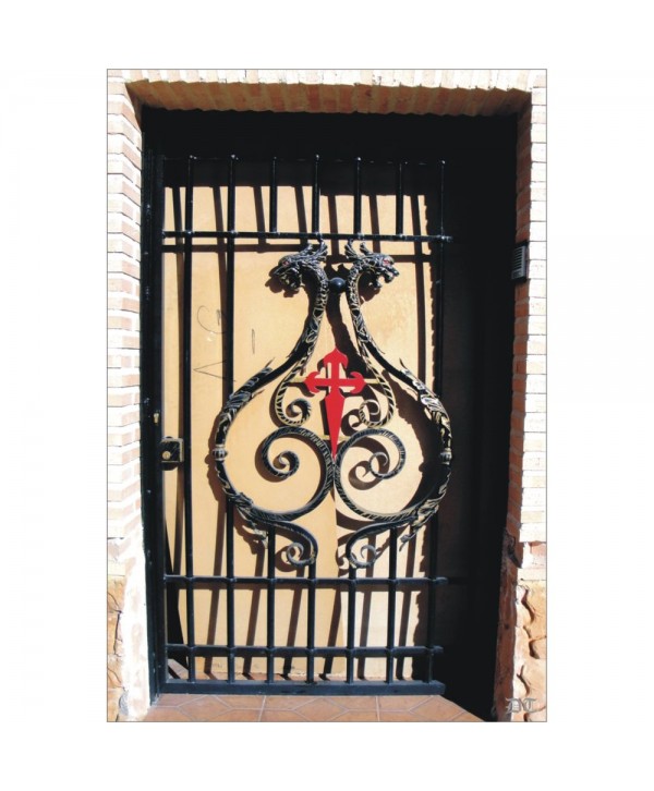 1575 Cancela con doble dragón y cruz de Santiago en hierro