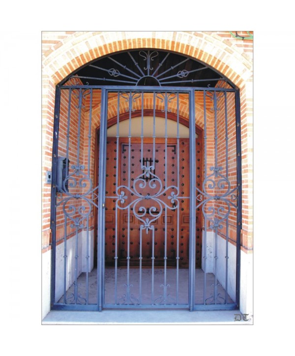 1577 Cancela con triple adorno forjado
