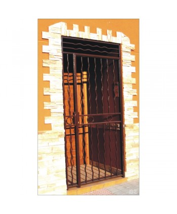 1592 Cancela con aros forjados y barrotes ondulados