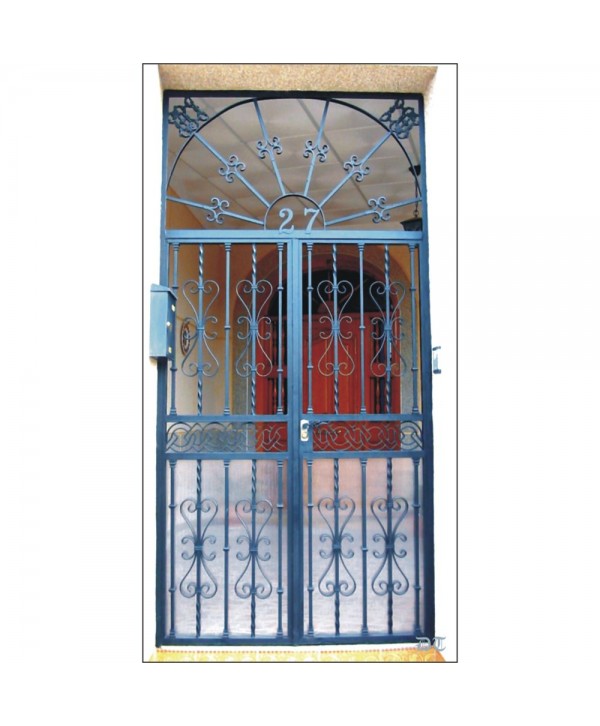 1638 Cancela para exterior con barrotes con rizos