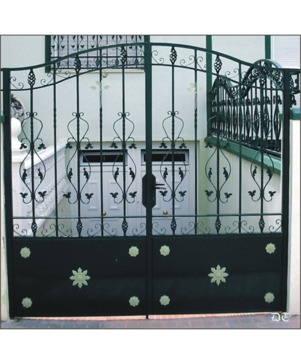 1645 Cancela con rosetas de laton en la chapa