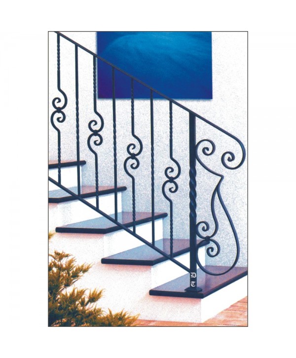 2024 Barandilla con arranque retorcido y barrotes de rizo