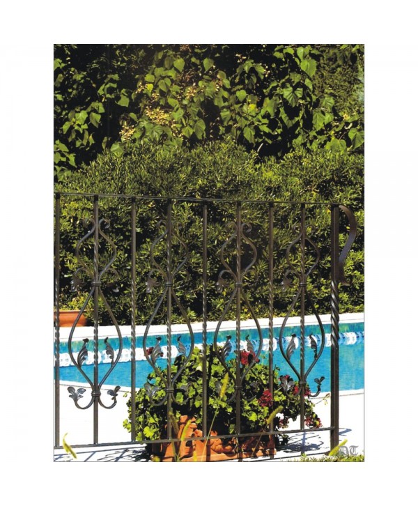 2044 Barandilla para jardín con adornos de hojas de forja artesana