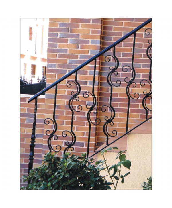 2051 Baranda con barrotes de rizos dobles ondulados