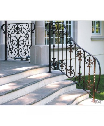 2058 Baranda para porche con arranque cuadrado y barrotes elegantes