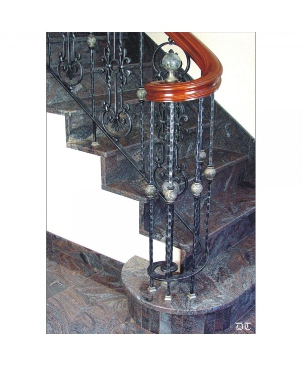 2060 Baranda con barrotes de bola de granito