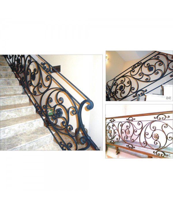 2091 Barandilla con adornos y arranque de forja