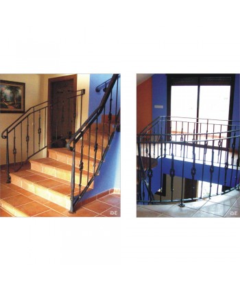 2092 Baranda con arranque redondo y barrotes de nudo