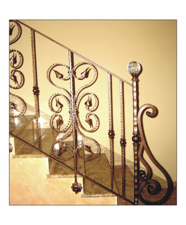 2104 Barandilla elegante con remate de bola espiral con base latón