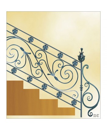 2126 Baranda de forja con flores y S