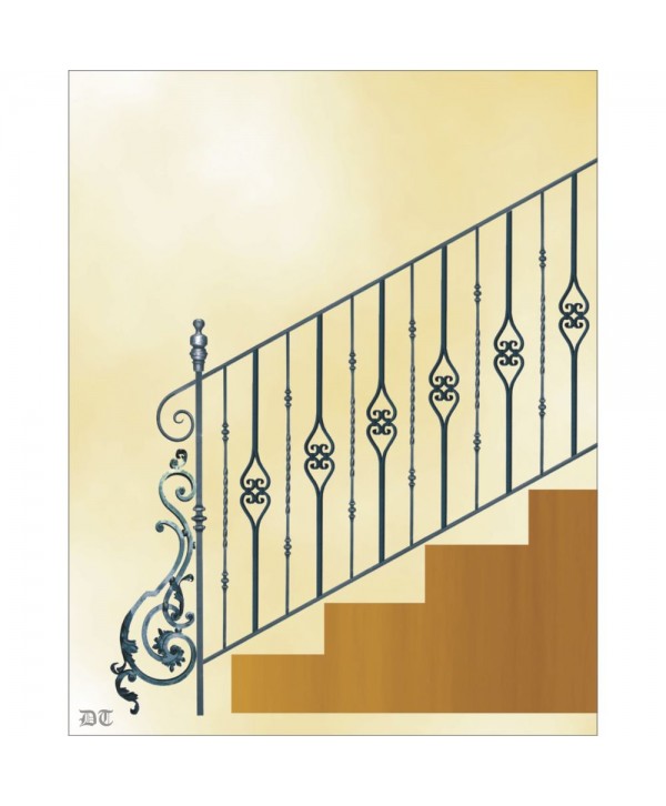 2133 Baranda con S floral en el arranque