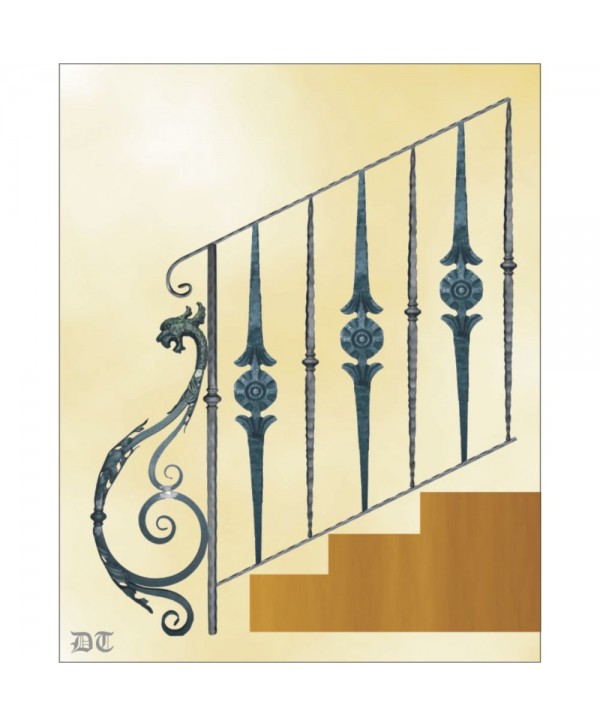 2138 Barandilla con barrotes de flor central