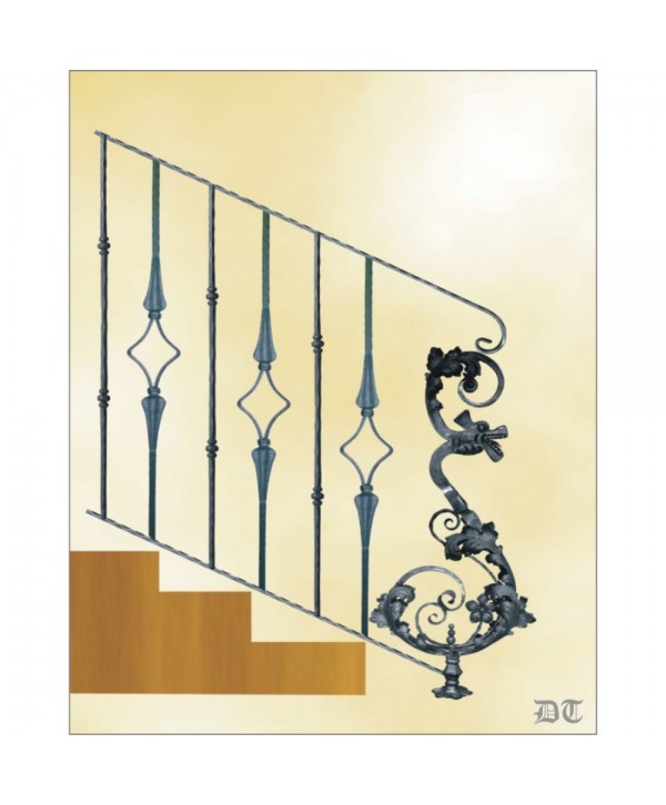 2139 Baranda de forja con dragón floral