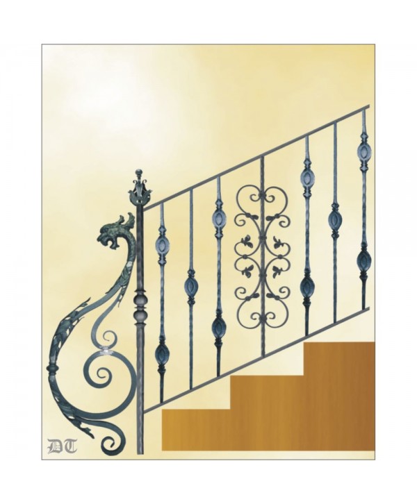 2142 Barandilla de estilo elegante para escalera forjada