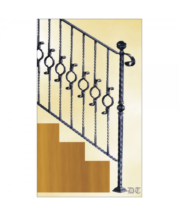 2145 Baranda con barrote de circulo de forja