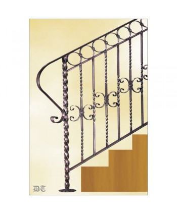 2146 Barandilla de forja artesana con aros