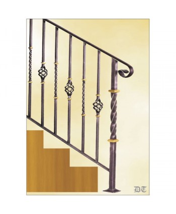 2155 Barandilla con piñas y macollas finas de latón