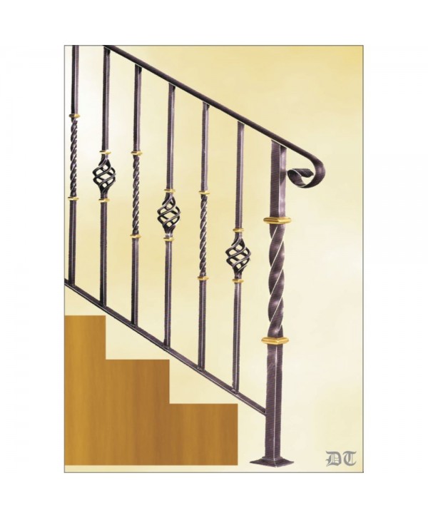 2155 Barandilla con piñas y macollas finas de latón