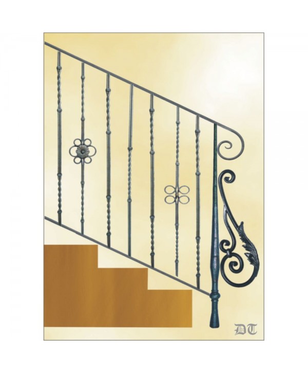 2159 Baranda de estilo sencillo con flor forjada