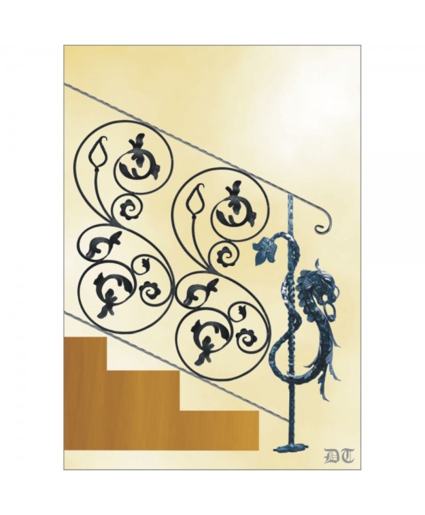 2161 Baranda con dragón robusto y S de hojas