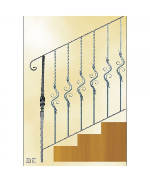 2162 Baranda con barrotes de S sutil de hierro