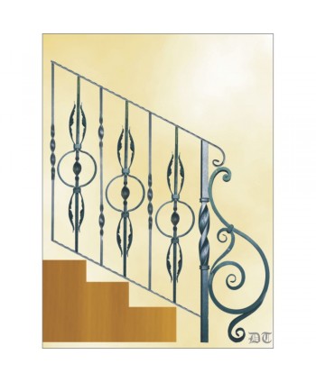 2163 Barandilla con barrote de circulo de hierro