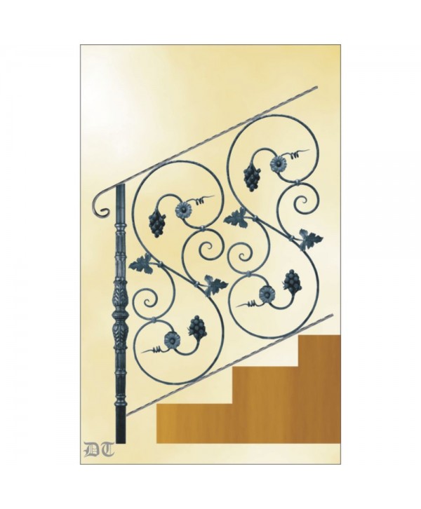 2164 Baranda con racimos de uva en S