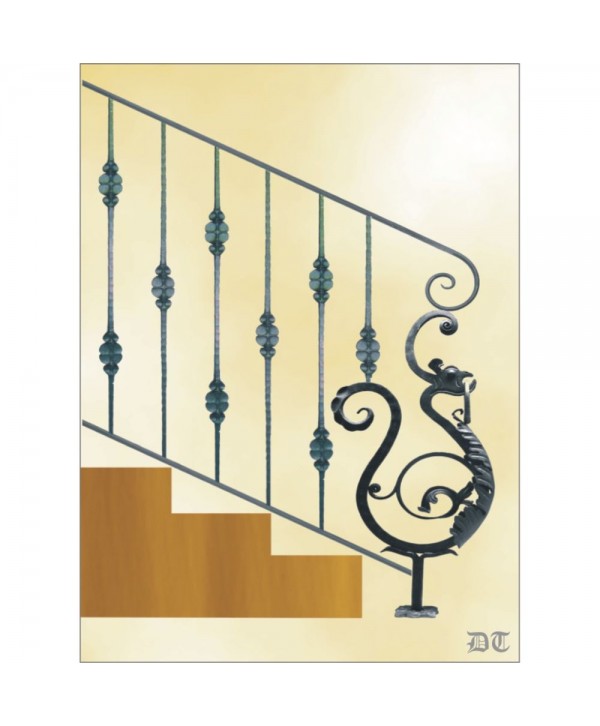 2167 Baranda con barrote de flor plana de forja