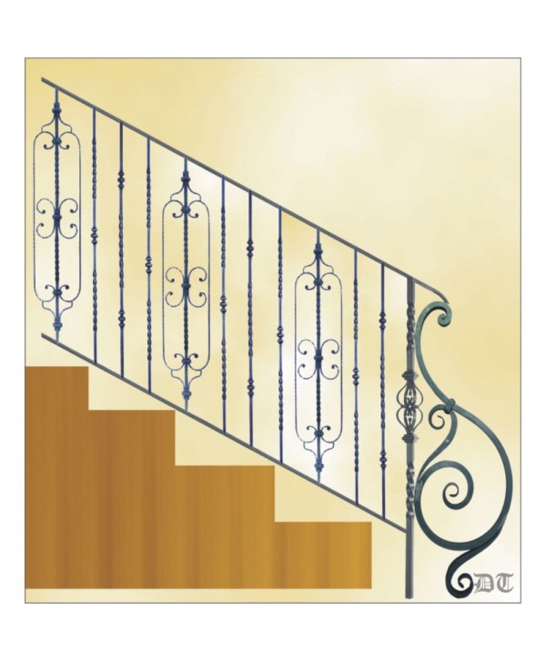 2171 Baranda con barrotes sencillos para escalera de interior