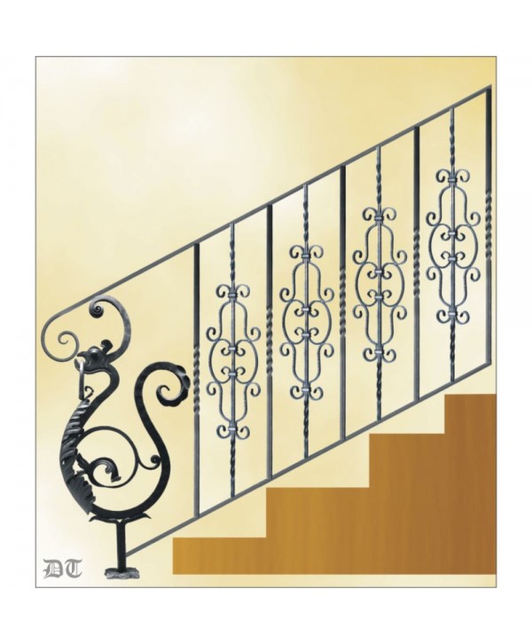 2174 Baranda de forja artesana con dragón pequeño